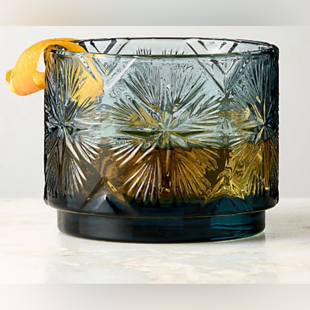 NWT CB2 Herald Smoky Blue Double Old-Fashioned Glass (2)